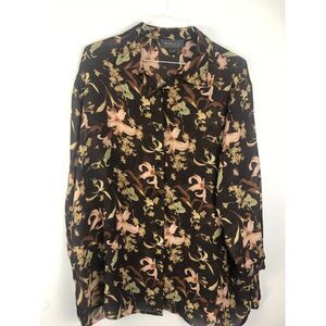 Lane Bryant Floral Blouse - Black and Brown